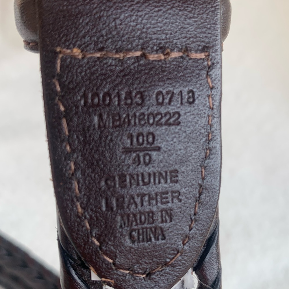 Fossil Myles Dark Brown Braided Leather Belt with Brushed Nickel Buckle 40 - Picture 3 of 7